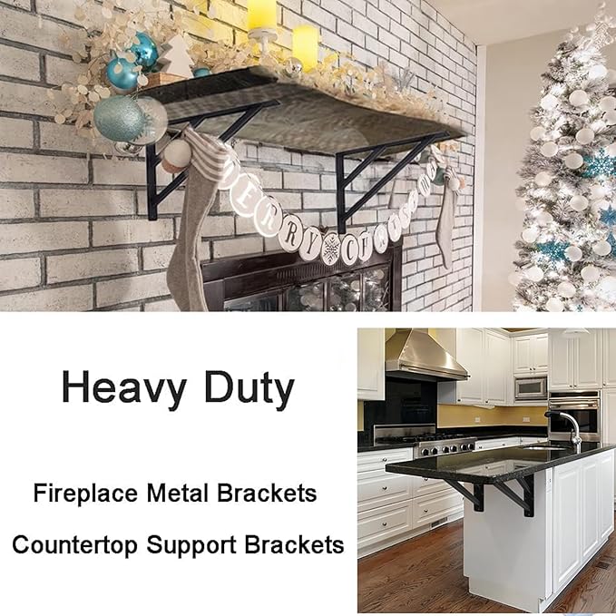 2Pcs Shelf Bracket Countertop Support Brackets 16 Inch Heavy Duty Floating Shelf Bracket Corbels for Countertops, Fireplace Metal Brackets for Shelves Tops Cabinetry Work Bench