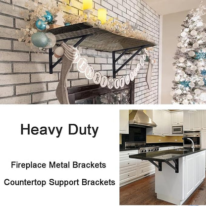 2Pcs Shelf Bracket Countertop Support Brackets 16 Inch Heavy Duty Floating Shelf Bracket Corbels for Countertops, Fireplace Metal Brackets for Shelves Tops Cabinetry Work Bench