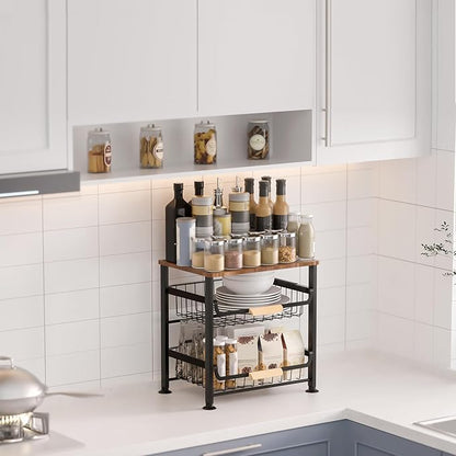 Fruit Vegetable Basket for Kitchen,3 Tier Pantry Organizers and Storage,Snack Organizer for Countertop,Pantry Cart,Metal Wire Storage Shelf Organizer Baskets for Kitchen, Pantry, Bathroom