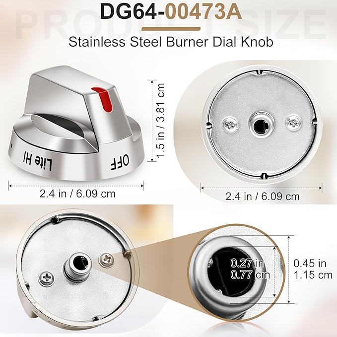 DG64-00473A Upgraded Gas Stove Knobs Compatible with Samsung Range Stove Knobs Replacements Nx58f5700ws Nx58h5600ss Nx58h5650ws Nx58j7750ss (1pcs)