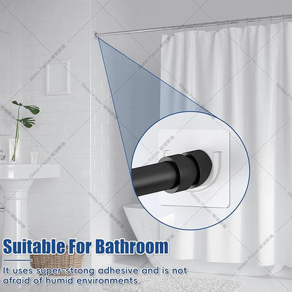 6 Pack Shower Rod Holder with Strong Adhesive, Sleek Shower Curtain Rod Holder for Wall, Clear Tension Curtain Rod Bracket No Drilling(Rod not Included)
