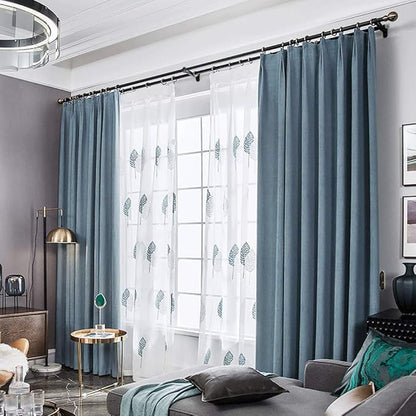 Goowin Double Curtain Rod Holder, 2 pcs Brackets Hooks for Living Room Bedroom Drapery Rods (Black)