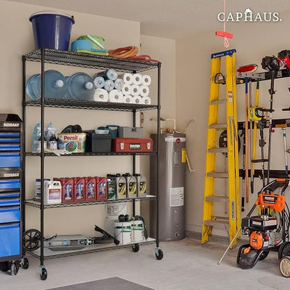CAPHAUS NSF Commercial Grade Heavy Duty Wire Shelving w/Wheels, Leveling Feet & Liners, Storage Metal Shelf, Garage Shelving Storage, Utility Wire Rack Storage Shelves, 48 x 18 x 76 4-Tier w/Liner