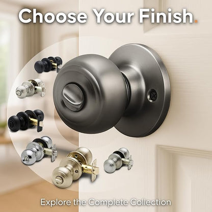 Copper Creek Colonial Privacy Interior Door Knob – ANSI Grade-3 Certified, Modern Heavy Duty Handle, Easy Install and Reversible for Bedroom, Bathroom and Closets – Antique Nickel (1 Pack)
