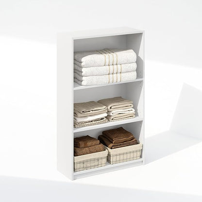 Furinno Reed Closet Organizers and Storage, 3-Tier Closet Organizer, Open Shelf Closet Storage, for Wardrobe, Bedroom, Living Room, White