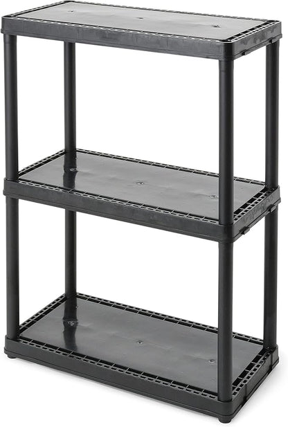 Gracious Living 33 Inch Heavy Duty 3-Shelf Light Duty Storage Shelf, Easy Assembly and Holds Up to 55 Pounds Per Shelf, Black