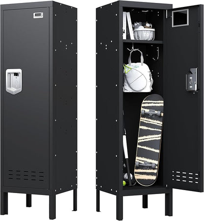 Metal Cabinet Home Office Storage, Lockable Steel Locker with Door, 54" Height, Multi-Purpose for Home, Office, Gym, School, Garage