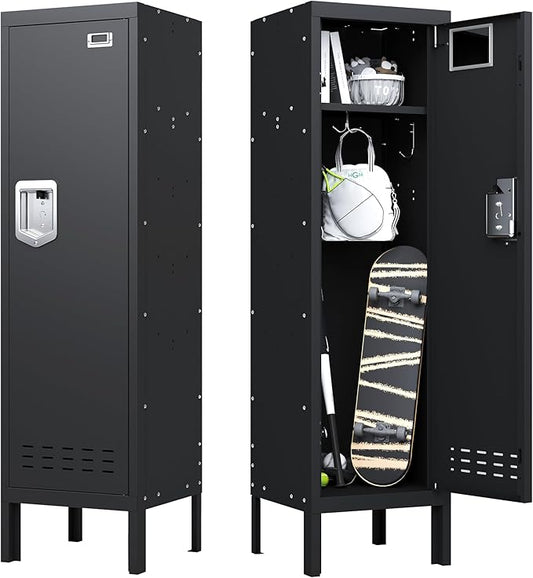Metal Cabinet Home Office Storage, Lockable Steel Locker with Door, 54" Height, Multi-Purpose for Home, Office, Gym, School, Garage