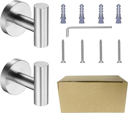 Nolimas Bathroom Towel Hooks SUS 304 Stainless Steel Coat Hook Round Clothes Towel Coat Robe Hook Cabinet Closet Door Sponges Holder for Bath Kitchen Garage Hotel,Wall Mounted, Brushed Nickel, 2Pack