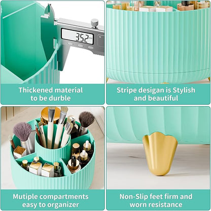 360° Rotate Makeup Brush Holder Organizer, Makeup Organizers Countertop, Makeup organization and Skincare Storage for Vanity, Desktop, Bathroom (Mint Green)