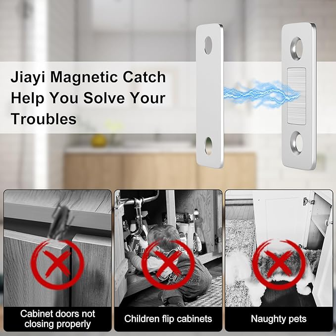 Cabinet Magnetic Catch Jiayi 5 Pack Ultra Thin Cabinet Door Magnetic Catch for Drawer Magnets Adhesive Cabinet Latch Magnetic Closures for Kitchen Closet Door Closing Magnetic Door Catch Closer