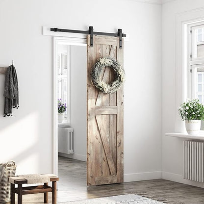 SMARTSTANDARD 4FT Sliding Barn Door Hardware Kit, Heavy Duty Track -Smoothly and Quietly-Includes Detailed Installation Instruction Fit 24" Wide Doorpanel (J Shape Hanger) Black