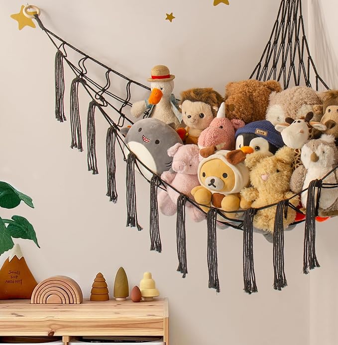 Stuffed Animal Storage Hammock Net - Toy Hammock Net for Stuffed Animals Corner - Hanging Stuff Animal Organizer Holder Large Organization Boys Room Decor