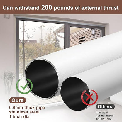 BeBecome Sliding Door Security Bar，17-50 inch Adjustable Patio Door Security bar with Rubber Tips Apartment Bedroom Bottom of Door Heavy Duty Interior White