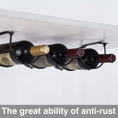 Under Cabinet Wine Rack, Organization and Storge Rack for Bottles, Under Cabinet Organizer for Liquor Bottle, Decor Kitchen Wall Mounted Wine Bottle Holder,Metal Black