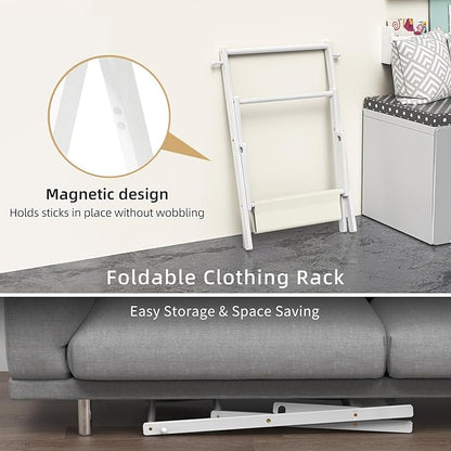 Baby Clothing Rack for Baby Shower Pets Dolls, Baby Clothes Rack with Storage Shelf & Double Rods, Toddler Clothes Rack, Mini Closet Baby Shower Rack (White)