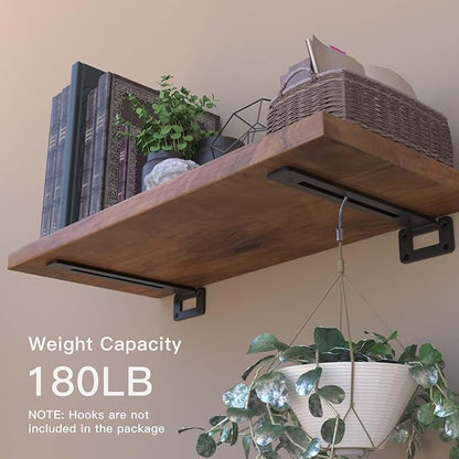 LEOPO 12 Inch 4 Pack Openwork T Shelf Brackets for DIY Floating Shelf,1/5 Inch Thick Heavy Duty Metal Shelf Bracket,L Brackets for Shelves Support