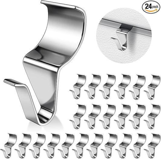 24PCS Vinyl Siding Hook, Thicken Stainless Steel Vinyl Siding Clips Hangers, Heavy-Duty No Drill Vinyl Hook for Outdoor Decor, Hanging on Patio, Christmas Wreath Hangers