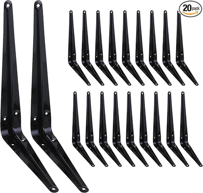HEART ART 20 Pack Shelf Bracket 12 Inch ,Heavy Duty Shelf Brackets,Floating Shelf Bracket L Brackets,Metal Shelf Brackets for Wall, 12”L x 10”H x1.8”W