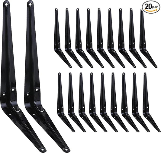 HEART ART 20 Pack Shelf Bracket 12 Inch ,Heavy Duty Shelf Brackets,Floating Shelf Bracket L Brackets,Metal Shelf Brackets for Wall, 12”L x 10”H x1.8”W
