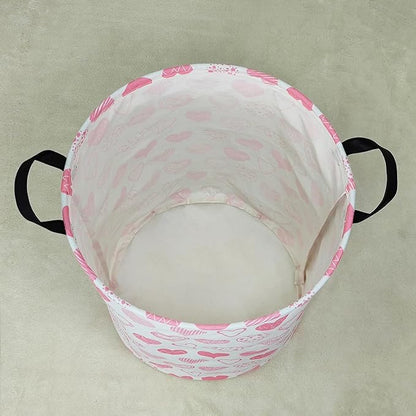 LANGYASHAN Laundry Basket Canvas Fabric Collapsible Organizer Basket for Storage Bin Toy Bins Gift Baskets Bedroom Clothes Children Nursery Hamper (Angel Heart)