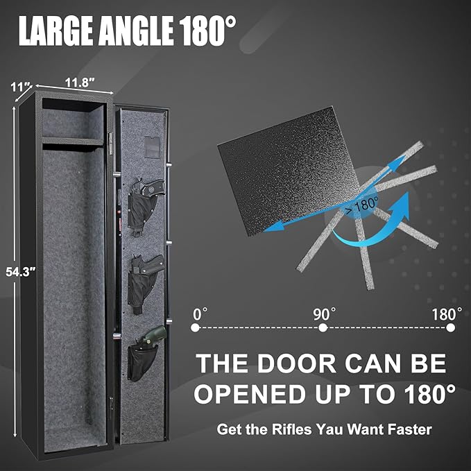 Langger 3-4 Large Rifle Gun Safe, Quick Access Biometric Fingerprint Gun Safe for Home, Fully Assembled, Gun Cabinet with Handgun a Removable Shelf