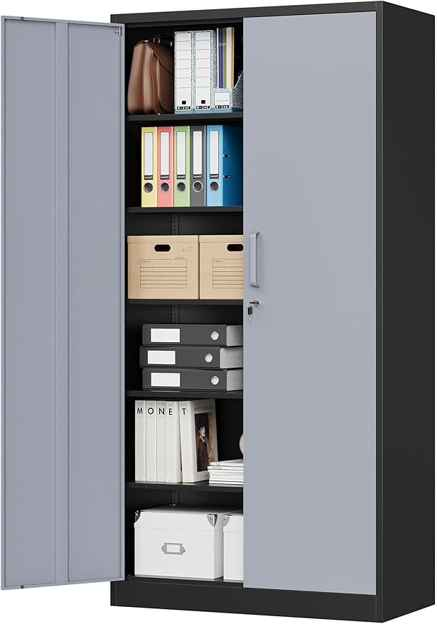 MIIIKO Metal Storage Cabinet with 6 Tier Shelves and Locking Doors, 72" x 36" x 18" Steel Garage Storage Cabinets for Home, Garage, Pantry Workshop Warehouse…
