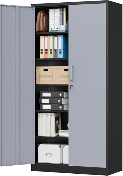 MIIIKO Metal Storage Cabinet with 6 Tier Shelves and Locking Doors, 72" x 36" x 18" Steel Garage Storage Cabinets for Home, Garage, Pantry Workshop Warehouse…