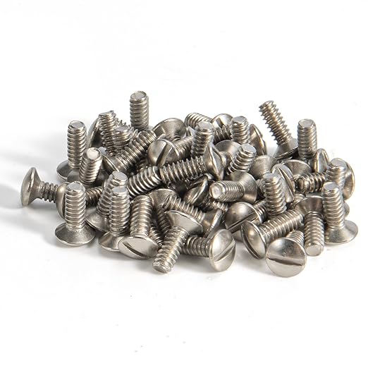 Henne Bery 3/8" Long 6-32 Thread, Oval Head Milled Slot Replacement Wall Plate Screws, 50 Pack, Satin Nickel/Brushed Nickel