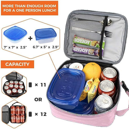 Lunch Box for Men - Reusable Lunch Bag Men Adult Women- Insulated Small LunchBox (Pink)