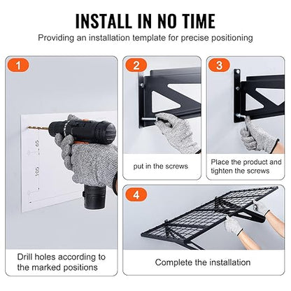 VEVOR Heavy Duty Wall Mounted Shelves, 2 x 4 ft, 2 Pack, 502 lbs Load Capacity, Suitable for Shop, Shed, Garage Storage