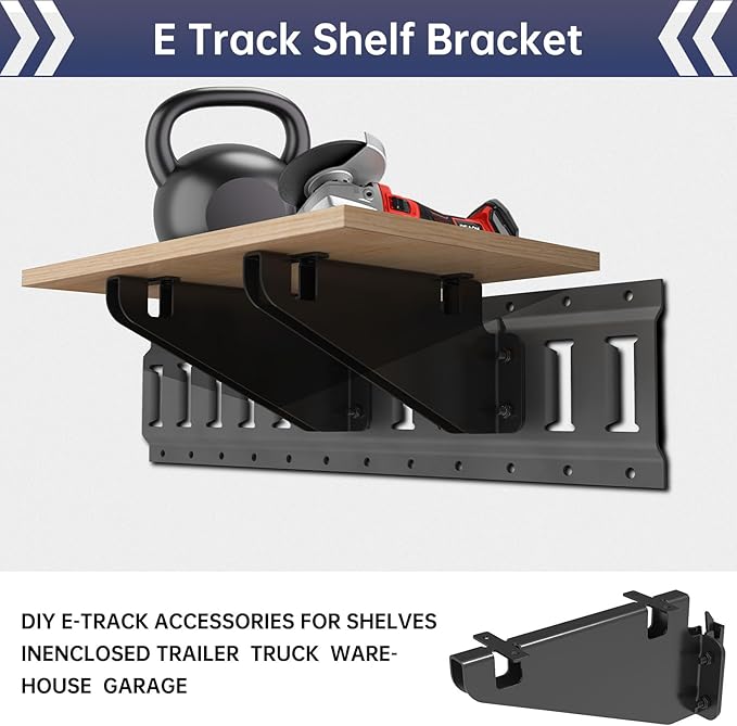 E Track Fixed Shelf Brackets,Heavy Duty Metal DIY E-Track Brackets for Shelves in Enclosed Trailer, Truck,Warehouse,Cargo Trailer- Pack of 4
