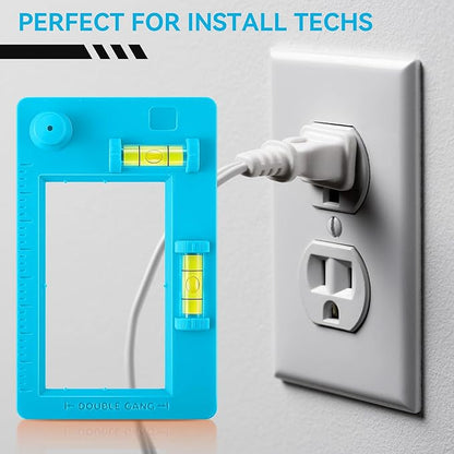 Low Voltage Mounting Bracket Template, Horizontal or Vertical Mounting Template for Single Gang and Double Gang Low Voltage Brackets, Easily Mark Out Cutouts (Blue)