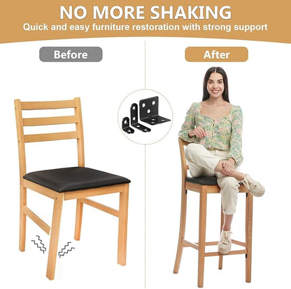 25Pcs L Brackets for Shelves, 3 Sizes Angle Corner Braces Metal L Bracket Heavy Duty for Wood, Sturdy and Rustproof for Repairing Furniture with 82Pcs Screws Mounting Bracket Easily Black