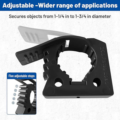 ROBLOCK 4 Pack Heavy Duty Rubber Tool Clips - 1.25" to 1.75" Tool Holder for Shovel, Axe, Hoe – Quick Release Mount for Truck Bed, Roof Rack, Jeep, ATV, UTV – Scratch-Free Storage