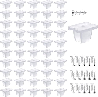 Waterproof LED Strip Mounting Clips Holder Mounting Bracket Neon Mounting Clips Fixing Clamps Holder with 50 Screws for 5mm to 6mm LED Strip Lighting, Translucent, Pack of 50