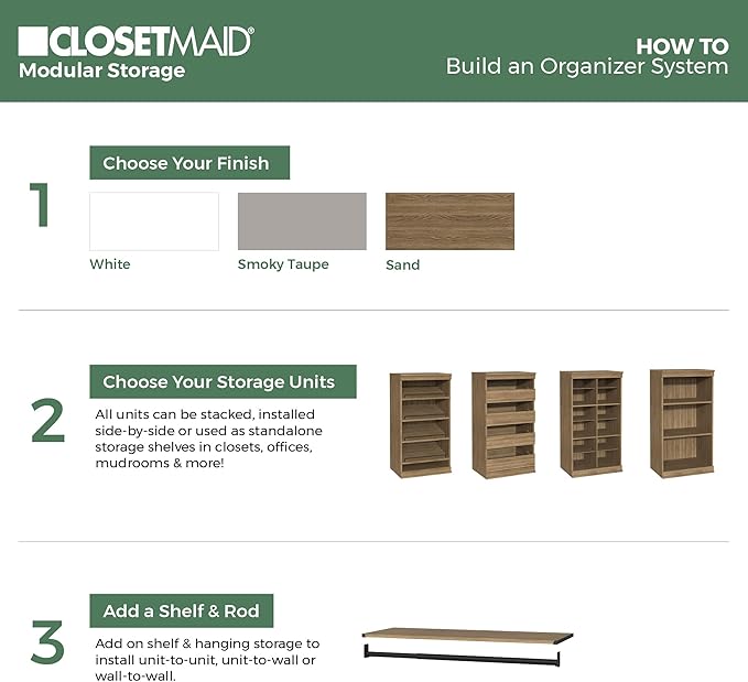 ClosetMaid Modular Storage Shelf and Hang Rod Kit, Sand