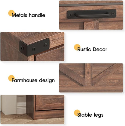 Shoe Cabinet with 3 Flip Drawers & 2 Drawers,Freestanding Shoe Storage Cabinet for Entryway,Farmhouse Narrow Slim Organizer Rack for Foyer,Hallway,Dark Walnut