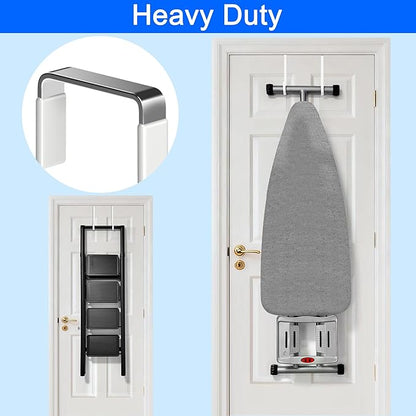 Over The Door Metal Hooks with Plastic Coating 7.5" Fit 0.5" to 1 3/4" Door 4 Pcs Heavy Duty Single Towel Robe Rack Wreath Bathroom Shower Hanger Shoe Organizer Ironing Board Long White