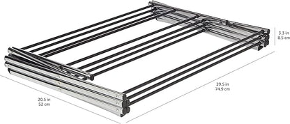 Amazon Basics Foldable Portable Metal Clothes Drying Rack for Indoor Air Drying, Energy Saving, 14.5 x 29.5 x 41.8 inches, Chrome Silver