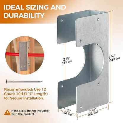 Stud Shoes for 2X Studs, 16-Gauge Galvanized Stud Shoes, 6.25" Height, 1.5" Width, Fits Up to 2 3/8" OD Pipes – Thicker, Higher, IBC/IRC Code Compliant, Extra Durable (1.5" x 6.25" - 10 PCS)