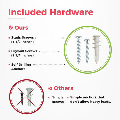 TIDYME Garage Tool Organizer Wall Mount - 32 inches - Sturdy Storage Rack with Adjustable Hooks, Anti-Rust - Easy Installation, 200lbs Capacity - Garden Tool Organizer (02 Racks & 04 Hooks)