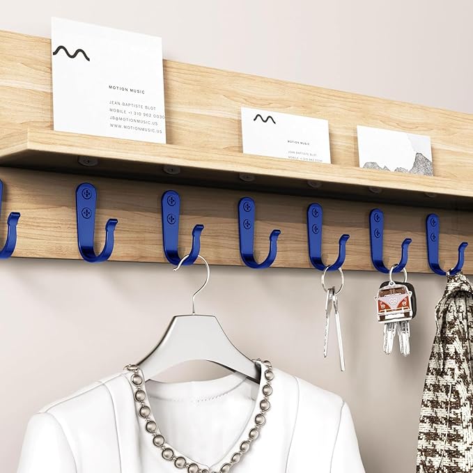 20PCS Heavy Duty Single Prong Metal Wall Hooks, Blue (20 Count, 10 lbs Max Weight Capacity, Wall Mount)