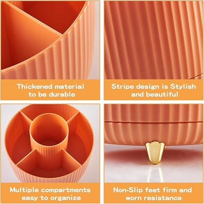 360° Rotate Makeup Brush Holder Organizer, Makeup Organizers Countertop, Makeup organization and Skincare Storage for Vanity, Desktop, Bathroom (Orange)