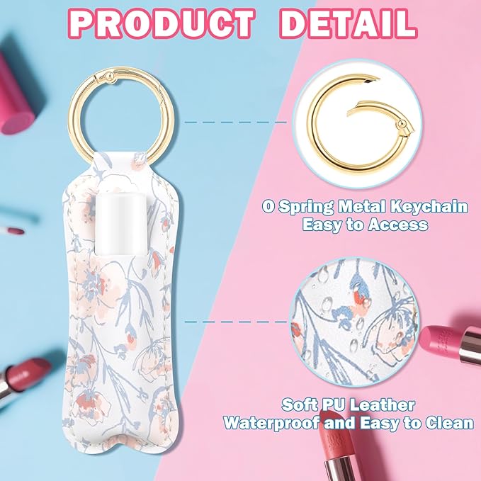 HEYSKAY Lip Balm Holder Keychain,Stocking Stuffers Gifts Lipstick Keychain Holder Compatible with Chapstick,Lipgloss Keychain