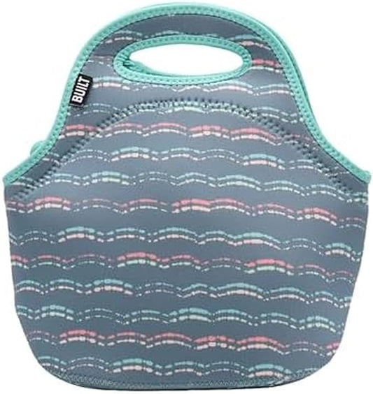Built Gourmet Getaway Neoprene Lunch Bag - Insulated, Reusable, & Machine-Washable Lunch Tote for Hot and Cold Food Storage, Lightweight & Reusable - One Size (Scallop Stripe)