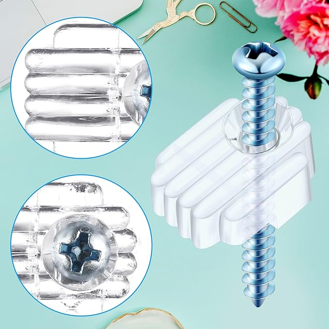 Blulu 20 Pack Mirror Holder Clips for 6 mm in (6/25) Glass Mirror Hanging Kit for Wall Mounting Hanging Retainer Fasteners with Screw and Anchors for Fixing Cabinet Door(Basic Style)