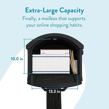 ARCHITECTURAL MAILBOXES Grand Haven Plastic, Mailbox and Post Kit, Black Extra Large