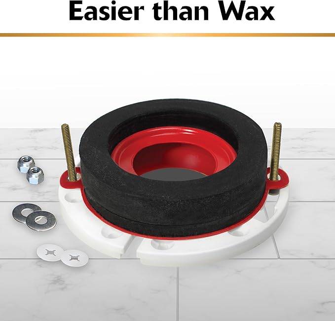 Korky 6000BP Universal Toilet WaxFree Seal with Hardware - Toilet Installation Made Easy - Made in USA , Red