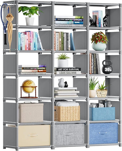 Mavivegue Book Shelf, 18 Cube Storage Organizer, DIY Bookcase, Metal Cube Bookshelf, Cubbies Closet Storage Organizer Shelves for Bedroom,Living Room,Home,Office